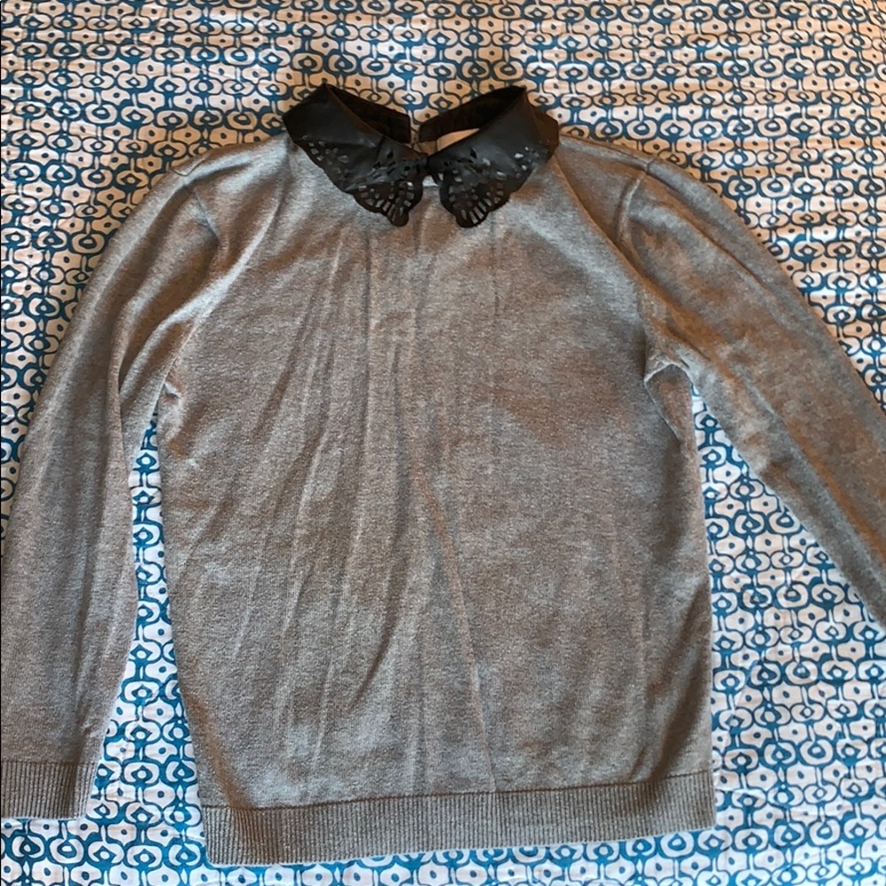 ASOS vegan leather collar sweater - Picture 2 of 7